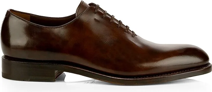Men's Angiolo Lace-Up Leather Dress Shoes - Brown - Size 10