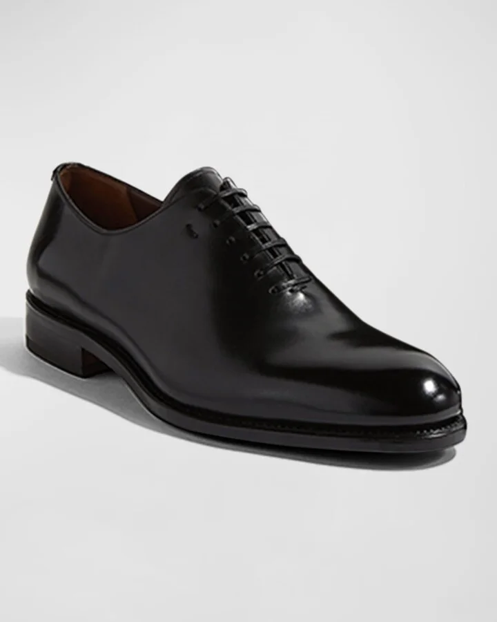 Men's Angiolo Tramezza Whole-Cut Leather Lace-Up Shoes - Image 2