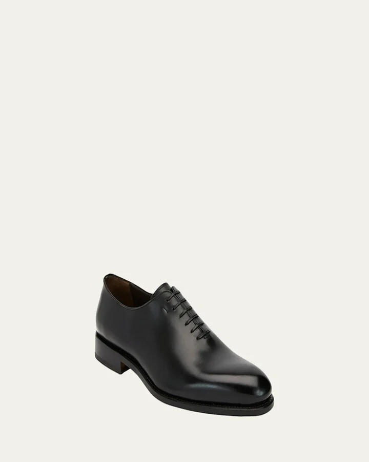 Men's Angiolo Tramezza Whole-Cut Leather Lace-Up Shoes - Image 4