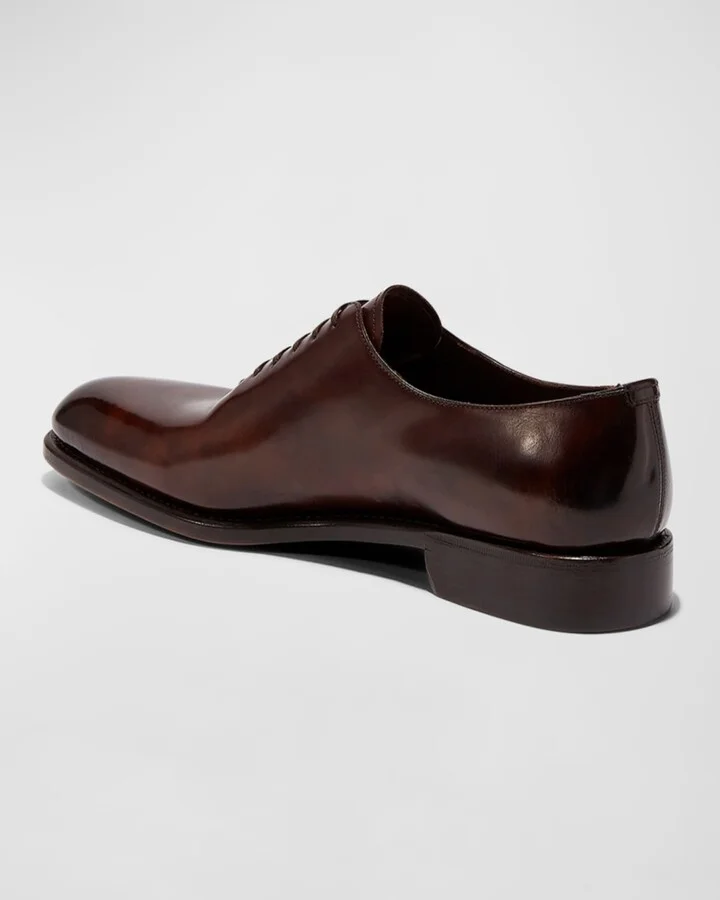 Men's Angiolo Tramezza Whole-Cut Leather Lace-Up Shoes - Image 7