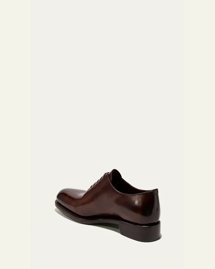 Men's Angiolo Tramezza Whole-Cut Leather Lace-Up Shoes - Image 3
