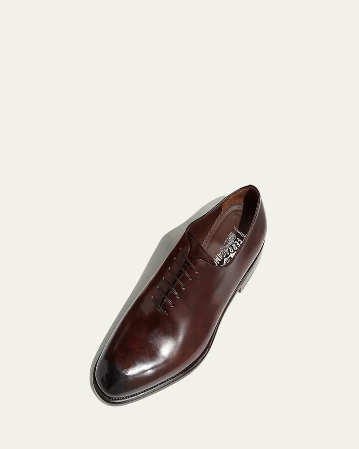 Men's Angiolo Tramezza Whole-Cut Leather Lace-Up Shoes - Image 4