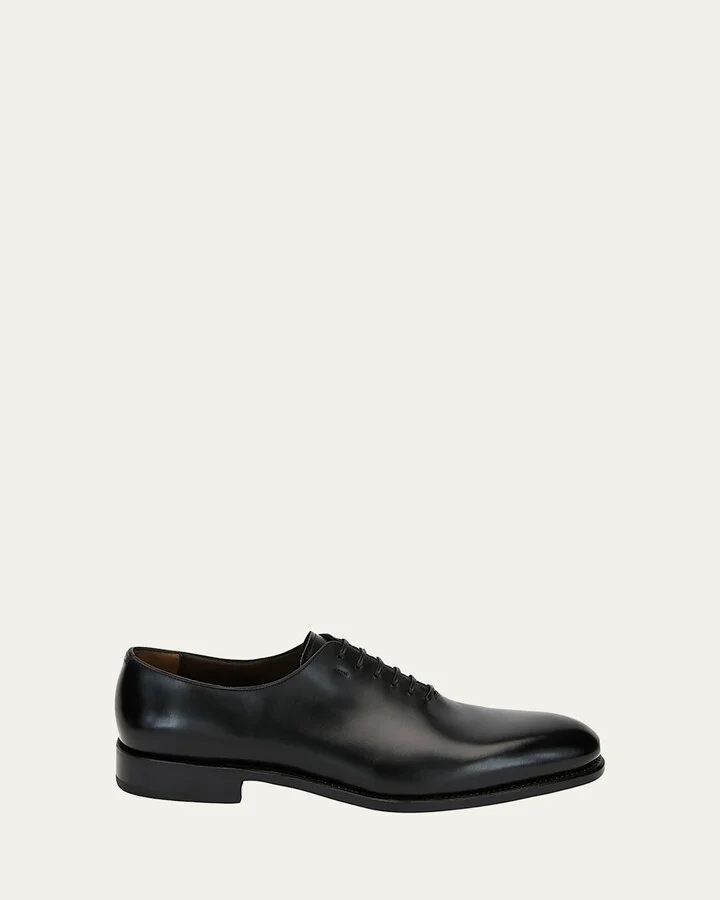 Men's Angiolo Tramezza Whole-Cut Leather Lace-Up Shoes