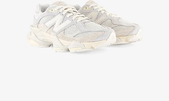 Mens Angora White 9060 Suede and Mesh Low-Top Trainers 6 - Image 2