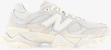 Mens Angora White 9060 Suede and Mesh Low-Top Trainers 6