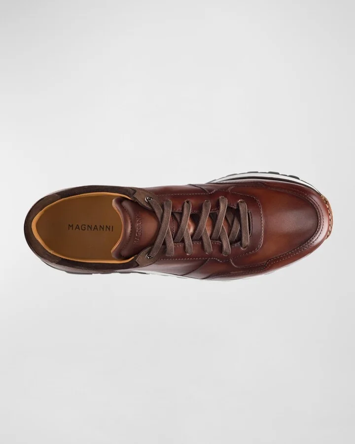 Men's Arco Mix-Leather Trainer Sneakers - Image 3