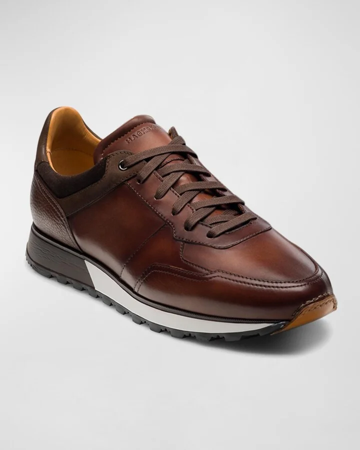 Men's Arco Mix-Leather Trainer Sneakers - Image 5