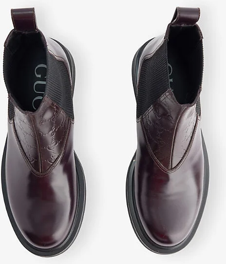 Mens Arctic Bordeaux Enki Monogram Leather Ankle Boots Eur 42 / 8 Uk Men - Image 2
