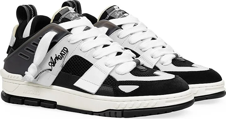 Men's Area Patchwork Low-Top Sneakers - Black White - Size 9 - Image 2