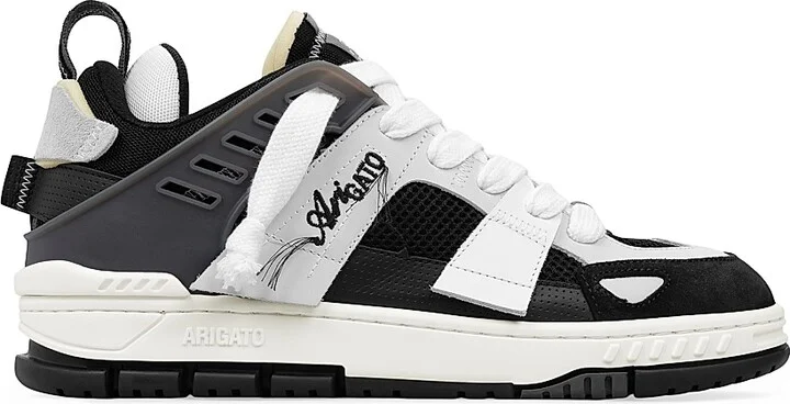 Men's Area Patchwork Low-Top Sneakers - Black White - Size 9