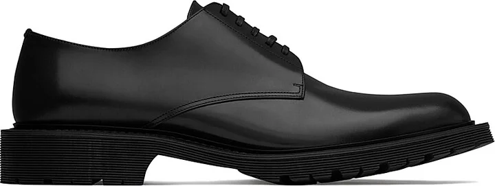 Men's Army Derbies in Smooth Leather - Black - Size 6