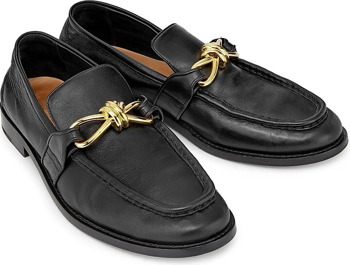 Men's Astaire Knot-Embellished Leather Loafers - Black - Size 7 - Image 4