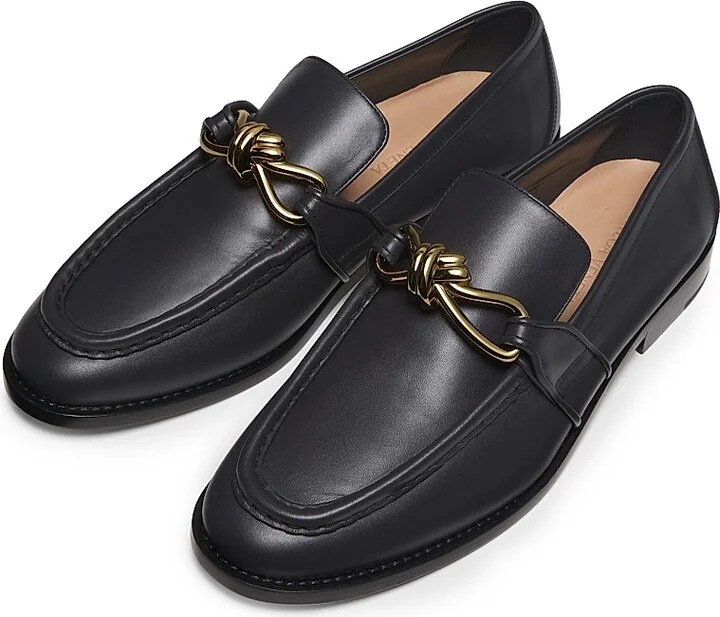 Men's Astaire Knot-Embellished Leather Loafers - Black - Size 7 - Image 9