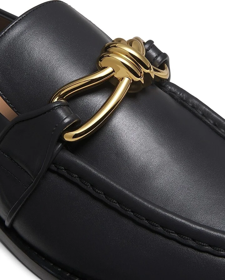 Men's Astaire Knot-Embellished Leather Loafers - Black - Size 7 - Image 10