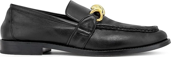 Men's Astaire Knot-Embellished Leather Loafers - Black - Size 7