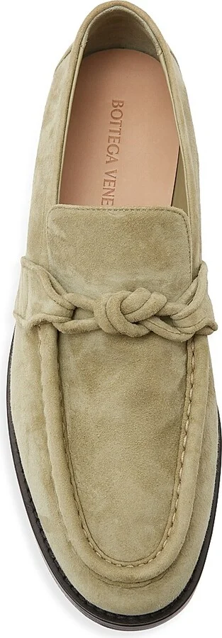 Men's Astaire Leather Knot-Detail Loafers - Taupe - Size 8 - Image 4
