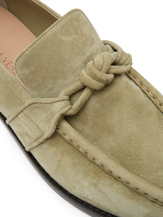 Men's Astaire Leather Knot-Detail Loafers - Taupe - Size 8 - Image 5