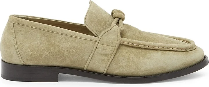 Men's Astaire Leather Knot-Detail Loafers - Taupe - Size 8