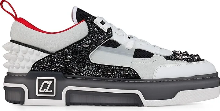 Men's Astroloubi Strass Eternity Sneakers - White Black - Size 8