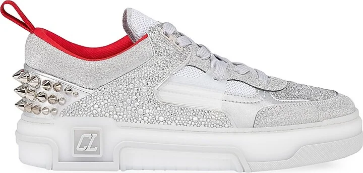 Men's Astroloubi Strass Sneakers - Silver - Size 8.5
