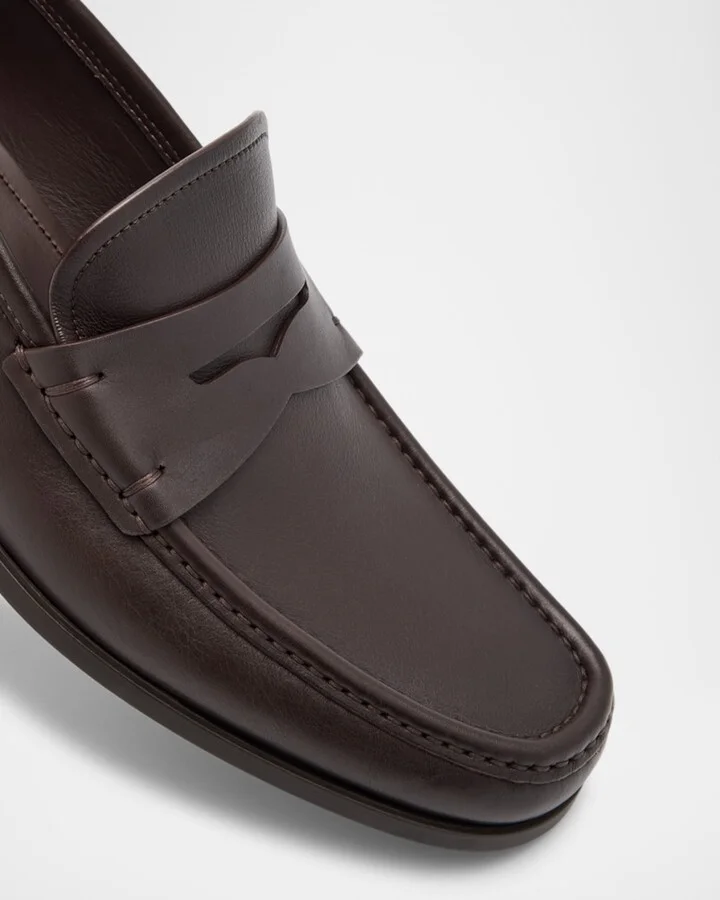 Men's Athen Leather Moc-Toe Penny Loafers - Image 2