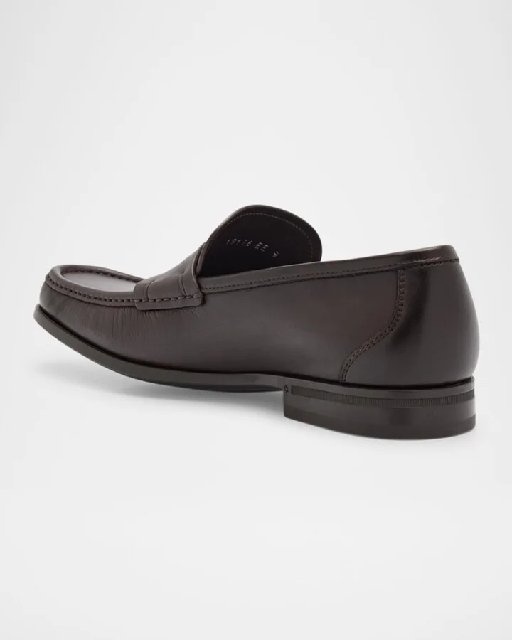 Men's Athen Leather Moc-Toe Penny Loafers - Image 3