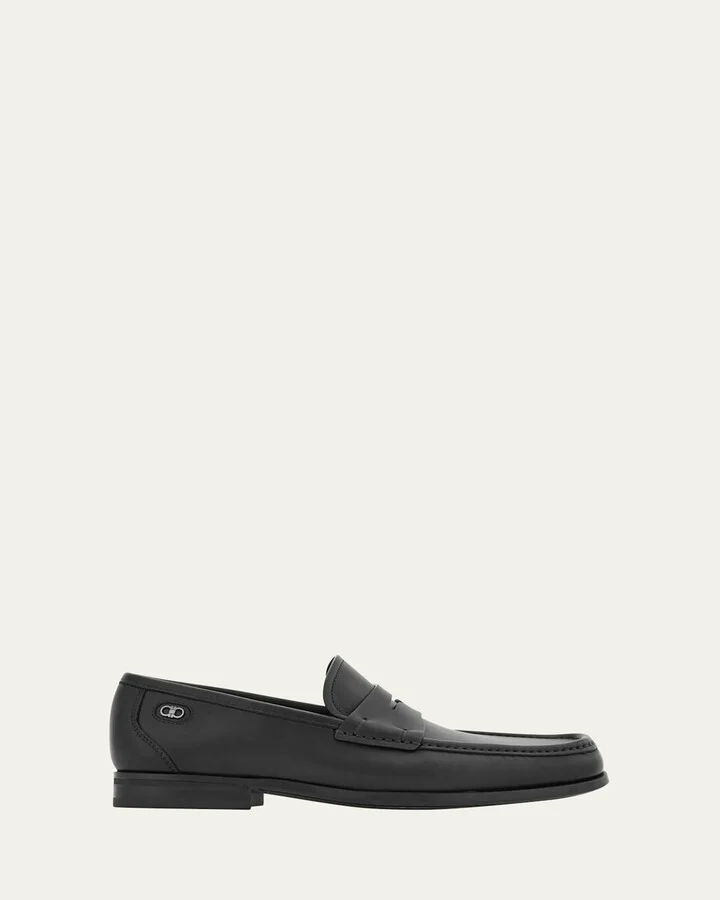 Men's Athen Leather Moc-Toe Penny Loafers