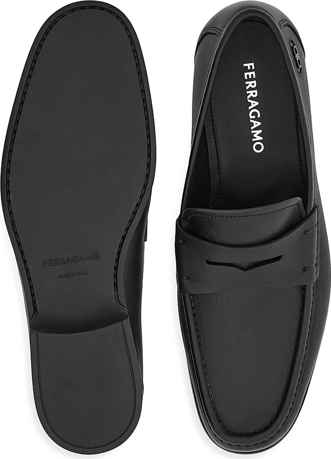 Men's Athen Leather Penny Loafers - Nero - Size 9 - Image 4
