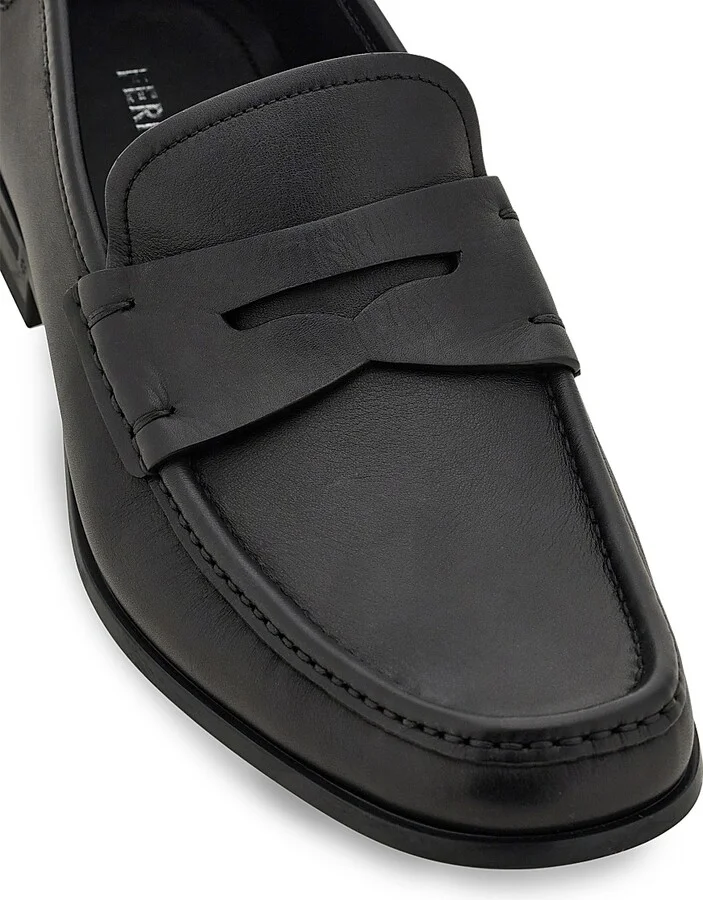 Men's Athen Leather Penny Loafers - Nero - Size 9 - Image 6