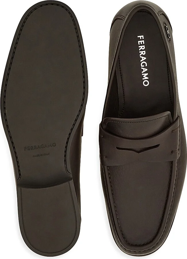 Men's Athen Leather Penny Loafers - Nero - Size 9 - Image 9
