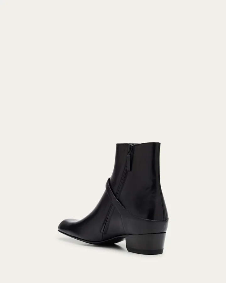 Men's Augustin Leather Zip Ankle Boots - Image 3