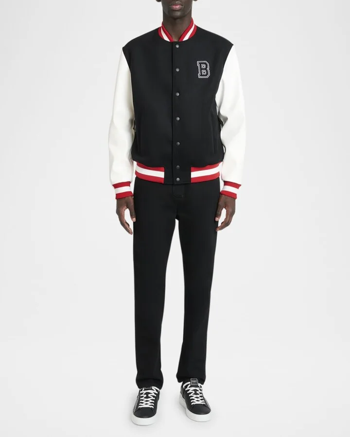 Men's B-Court Chain Logo Calfskin Low-Top Sneakers - Image 2
