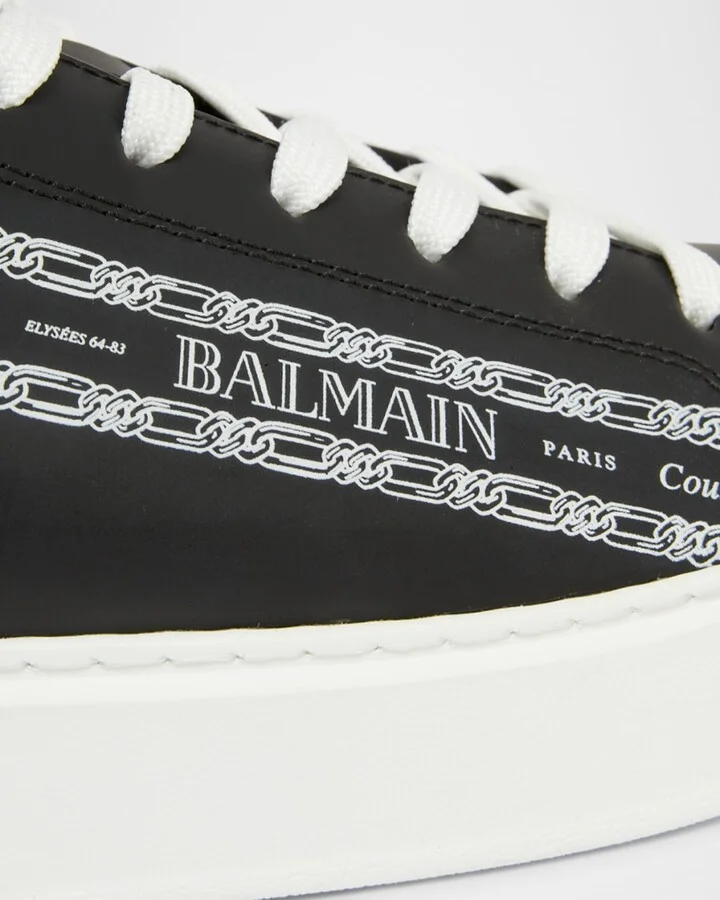 Men's B-Court Chain Logo Calfskin Low-Top Sneakers - Image 5