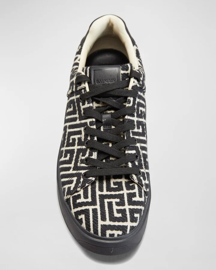 Men's B-Court Jacquard Monogram Low Top Sneakers - Image 3
