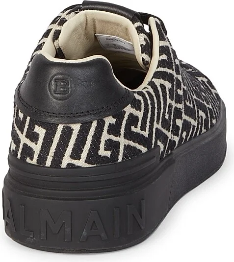 Men's B Court Monogram Jacquard Low-Top Sneakers - Black - Size 6 - Image 3