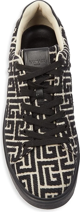 Men's B Court Monogram Jacquard Low-Top Sneakers - Black - Size 6 - Image 5