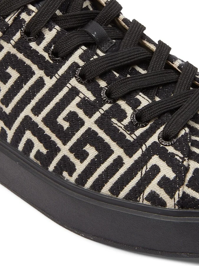 Men's B Court Monogram Jacquard Low-Top Sneakers - Black - Size 6 - Image 6