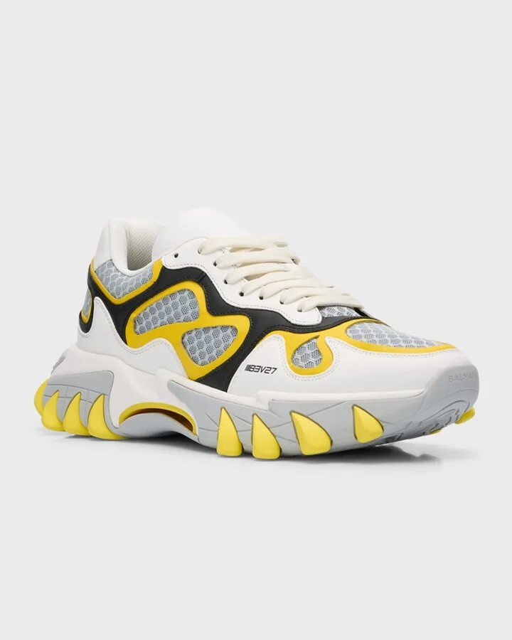 Men's B-East Leather and Mesh Runner Sneakers - Image 3