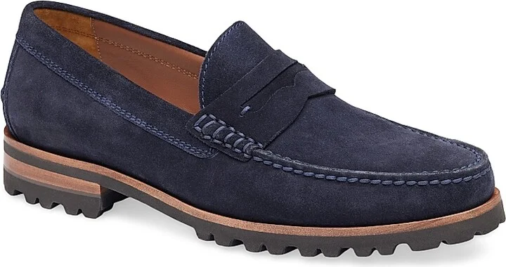 Men's Baldwin Suede Lug Penny Loafers - Navy - Size 8 - Image 2
