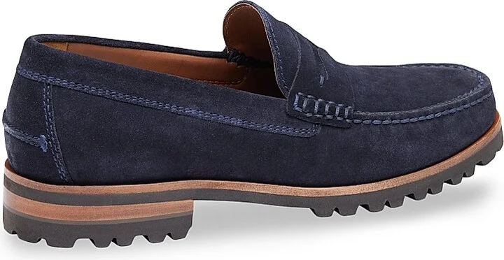 Men's Baldwin Suede Lug Penny Loafers - Navy - Size 8 - Image 3
