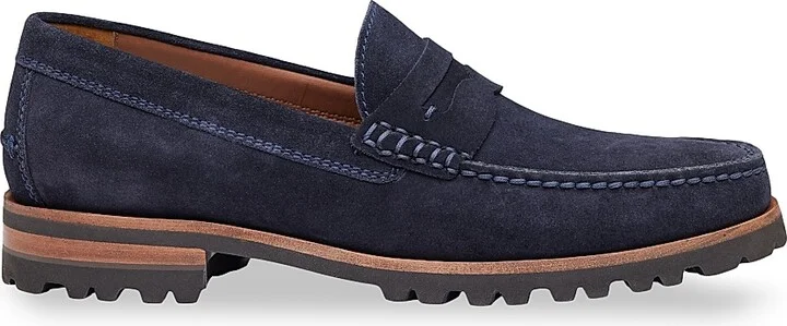 Men's Baldwin Suede Lug Penny Loafers - Navy - Size 8