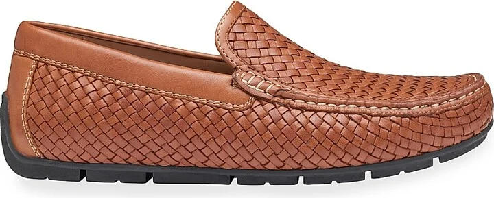 Men's Baldwin Woven Leather Driving Loafers - Tan - Size 8