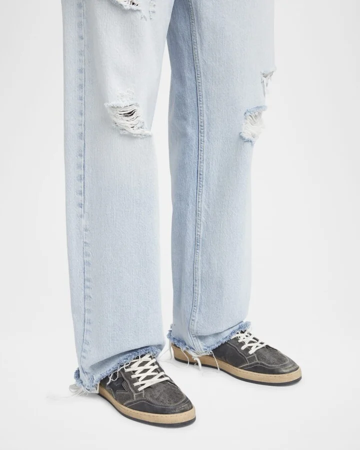 Men's Ball Star Denim and Leather Low-Top Sneakers - Image 2