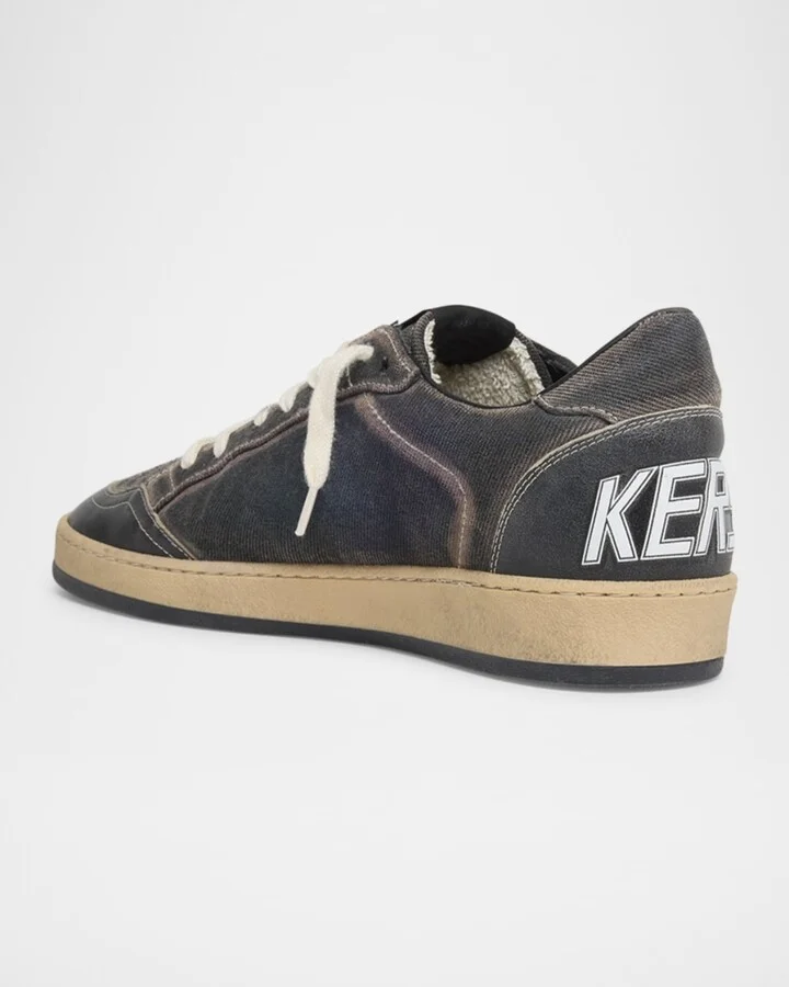 Men's Ball Star Denim and Leather Low-Top Sneakers - Image 4