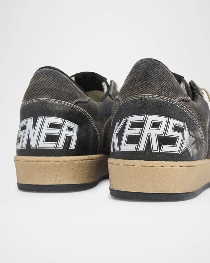Men's Ball Star Denim and Leather Low-Top Sneakers - Image 11