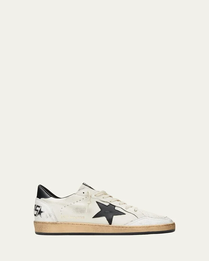 Men's Ball Star Distressed Leather Low-Top Sneakers