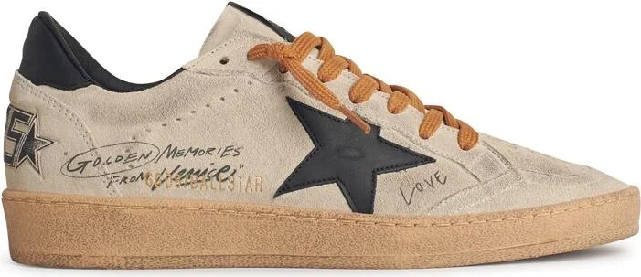 Men's Ball-star In Grey Suede With Black Leather Star And Heel