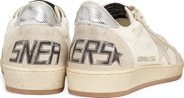Men's Ball Star Leather Sneakers - White Pearl Silver - Size 12 - Image 3