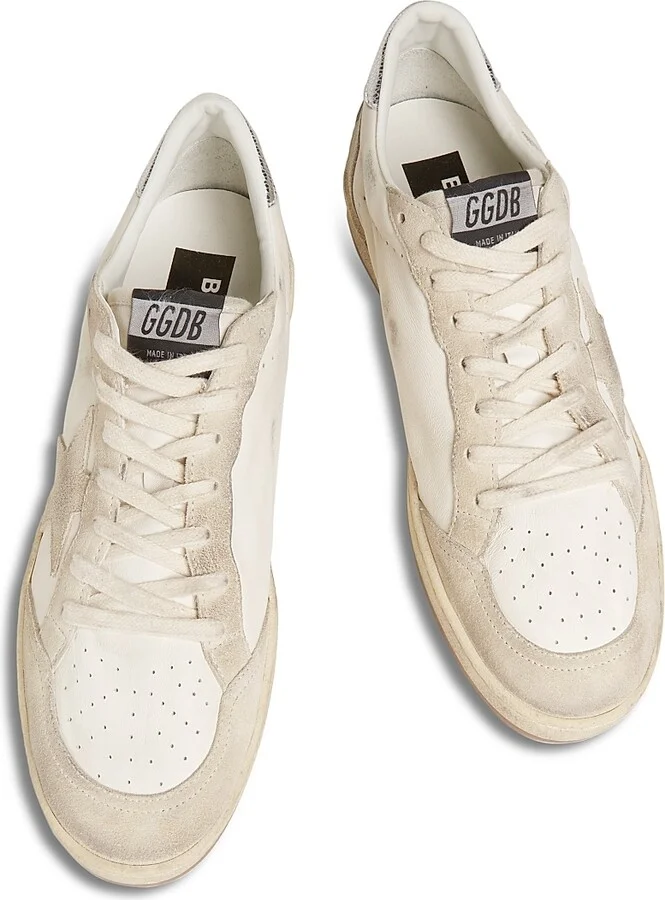 Men's Ball Star Leather Sneakers - White Pearl Silver - Size 12 - Image 4