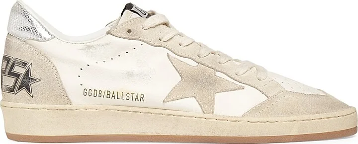 Men's Ball Star Leather Sneakers - White Pearl Silver - Size 12